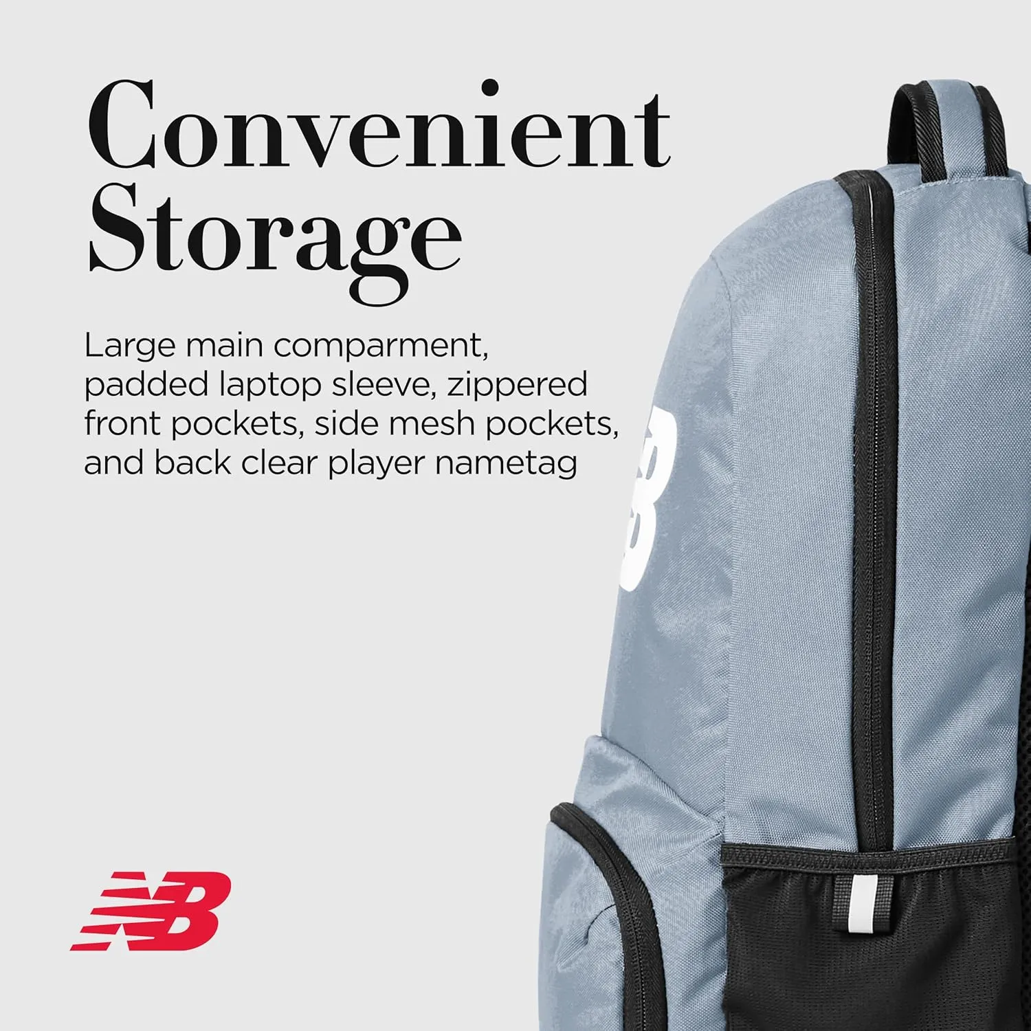 New Balance Laptop Backpack, Team Travel Sports Gym Bag for Men and Women, Grey, 18 Inch