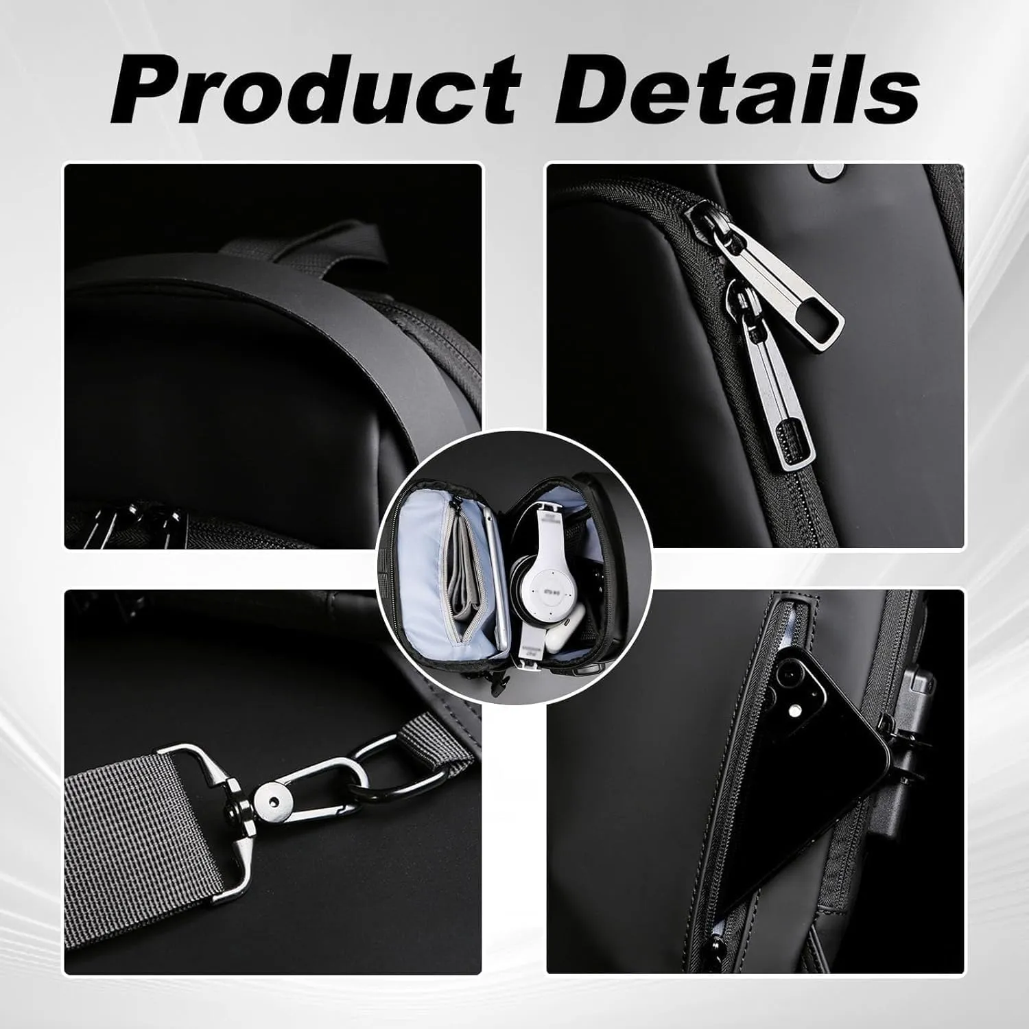 New Carbon Fiber Streamline Anti-Theft Sling Bag, Waterproof USB Charging Sport Sling Anti Theft Shoulder Backpack (C)