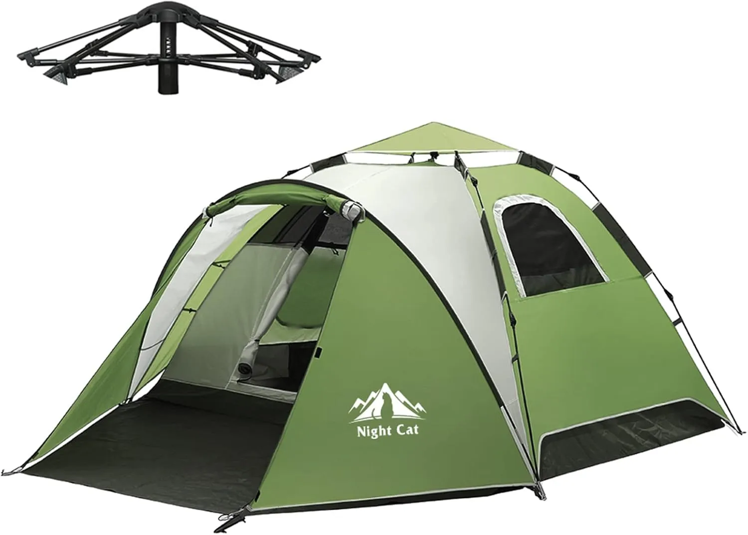 Night Cat Instant Popup Tents 2-3 Persons with Footprint Tarp Easy Setup Camping Tent with Rainfly Double Layers Waterproof Automatic Hydraulic Mechaism