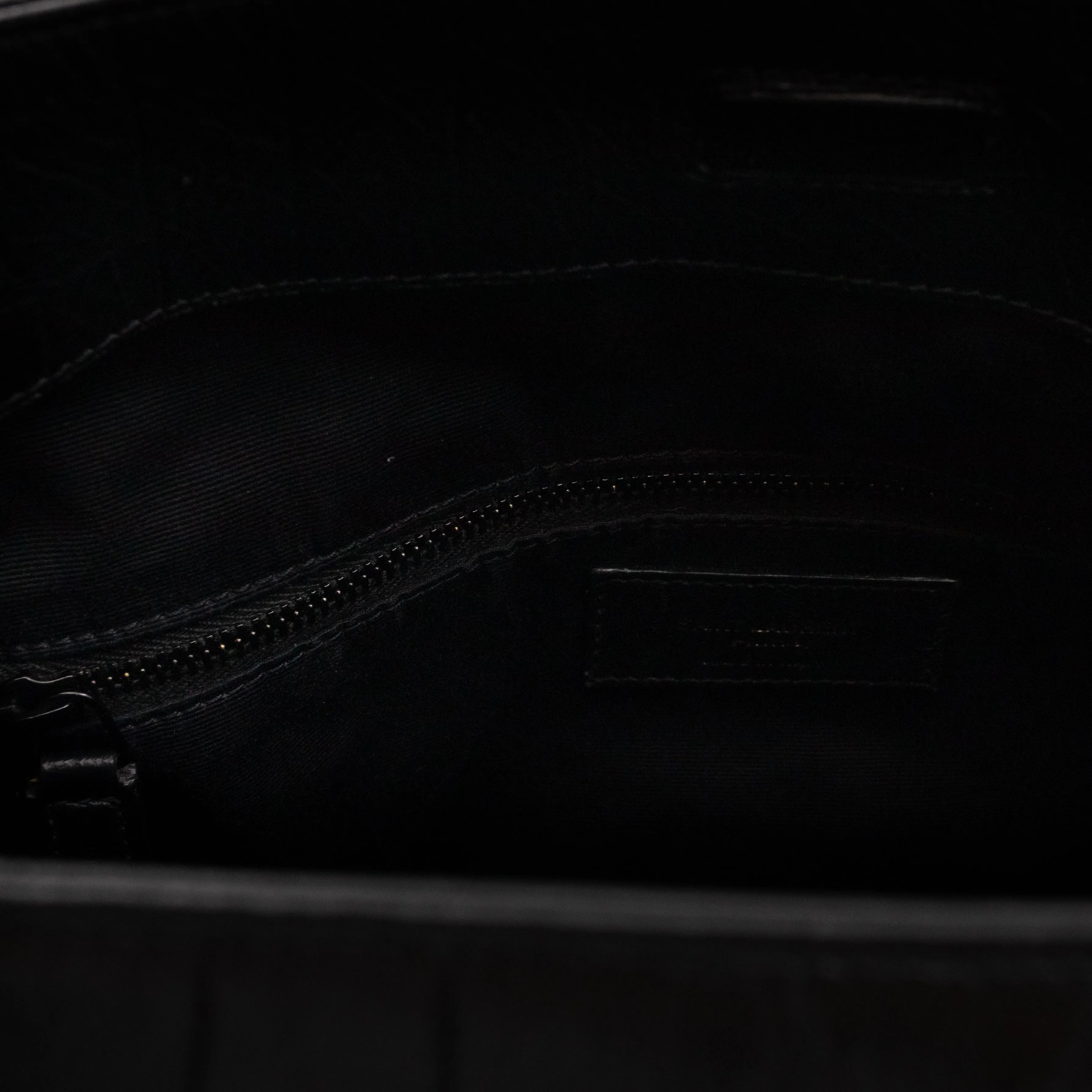 Niki Large Shopping Tote Black Croc Embossed Leather