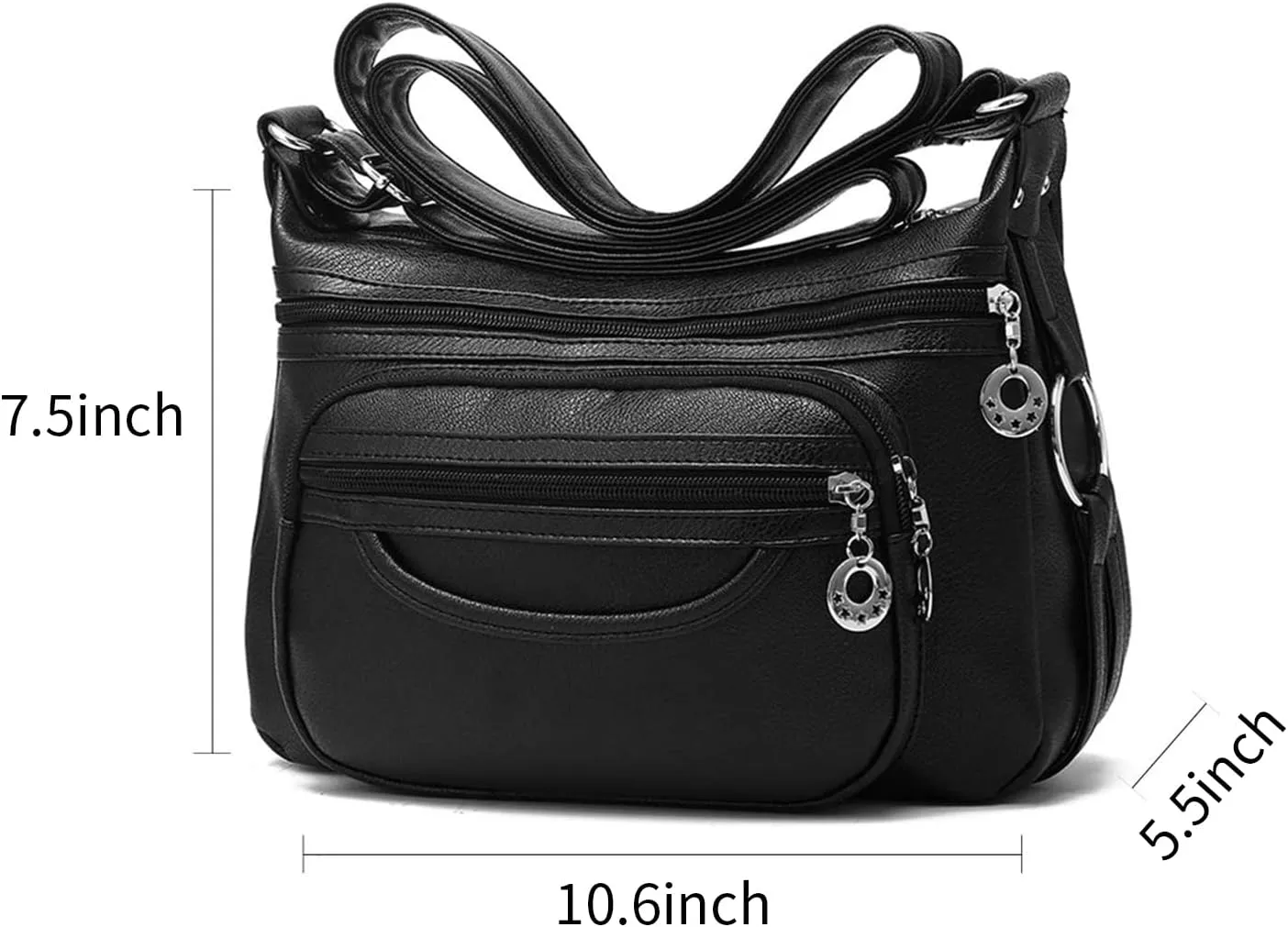 NOTAG Leather Crossbody Bags for Women Multi Pockets Shoulder Bags Ladies Purses Large Travel Handbags