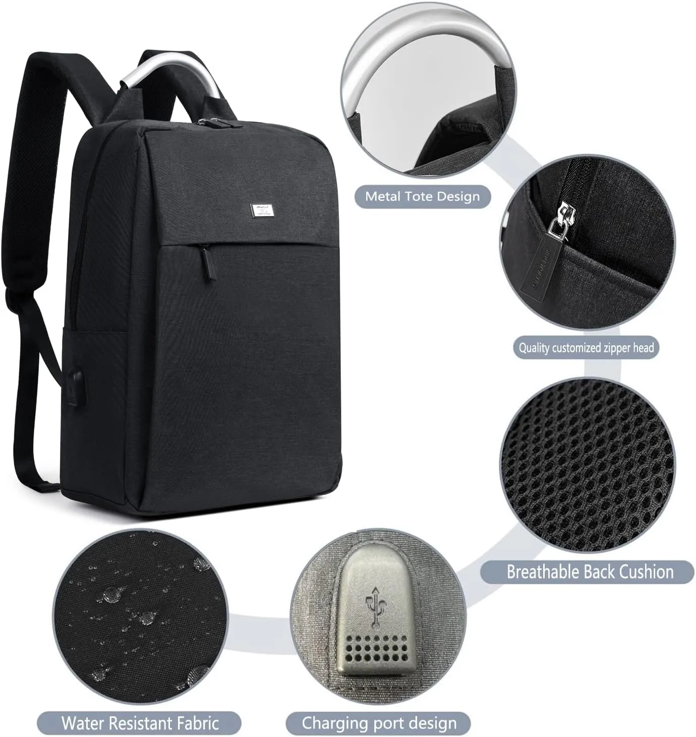 NST Waterproof Laptop Backpack for Ｍen - Travel Business Bags for Men, College Bookbag Computer Bag Fits 15.6 Inch Notebook (GYL1)