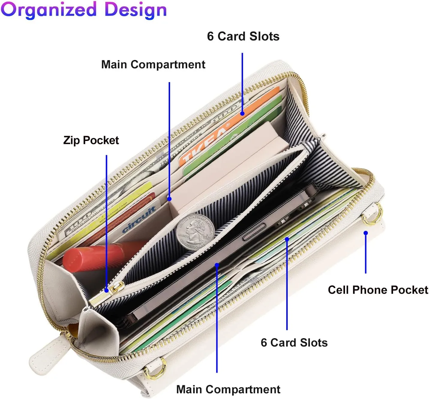 nuoku Crossbody Bags, Wristlet Wallets, Small Clutch Purses - Cell Phone & RFID Wallet for Women