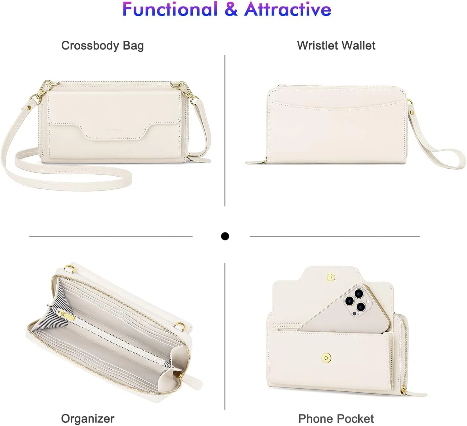 nuoku Crossbody Bags, Wristlet Wallets, Small Clutch Purses - Cell Phone & RFID Wallet for Women