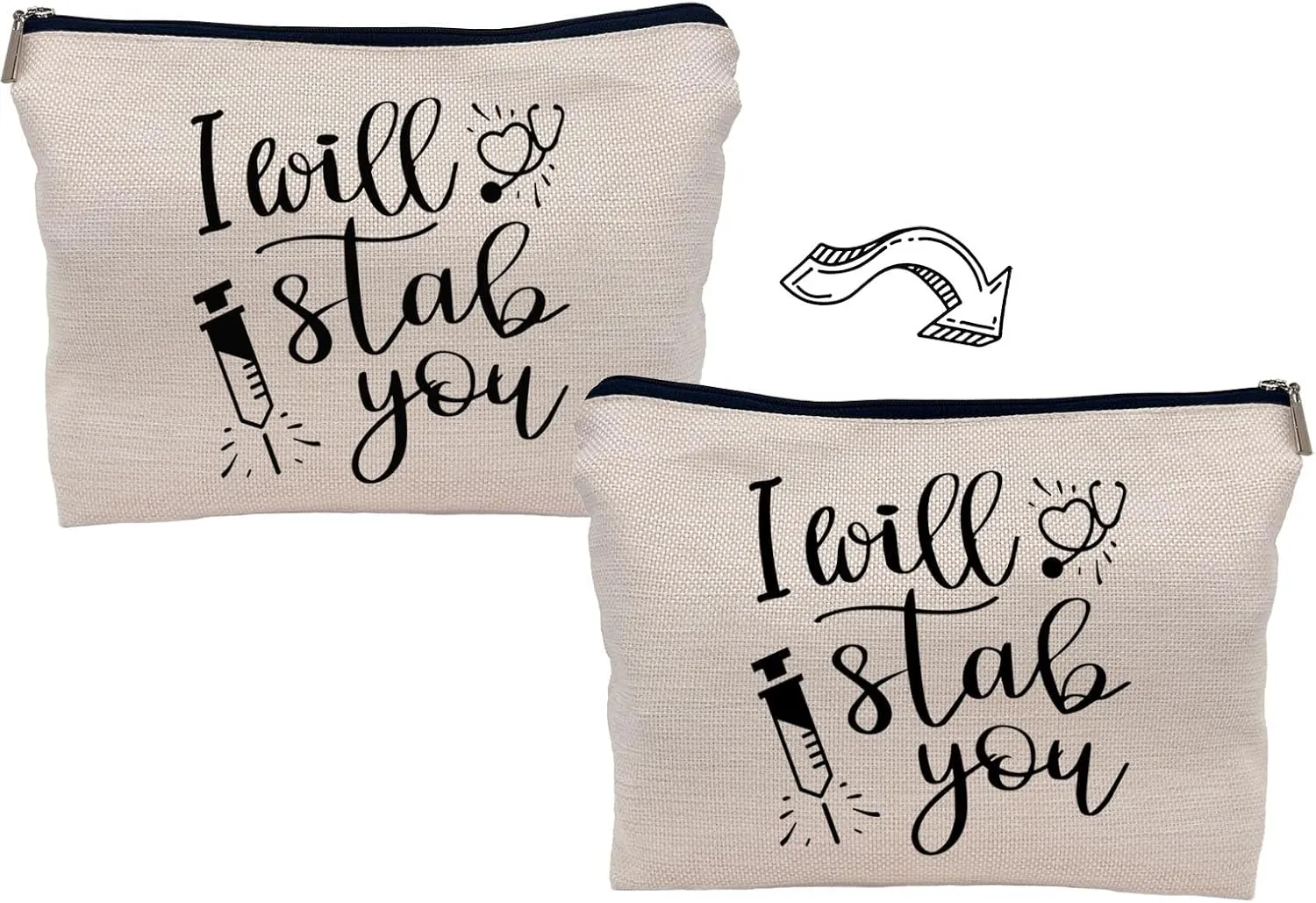Nurse Makeup Bag - Black, Funny Nurse Gifts, Small Cosmetic Bag for Purse