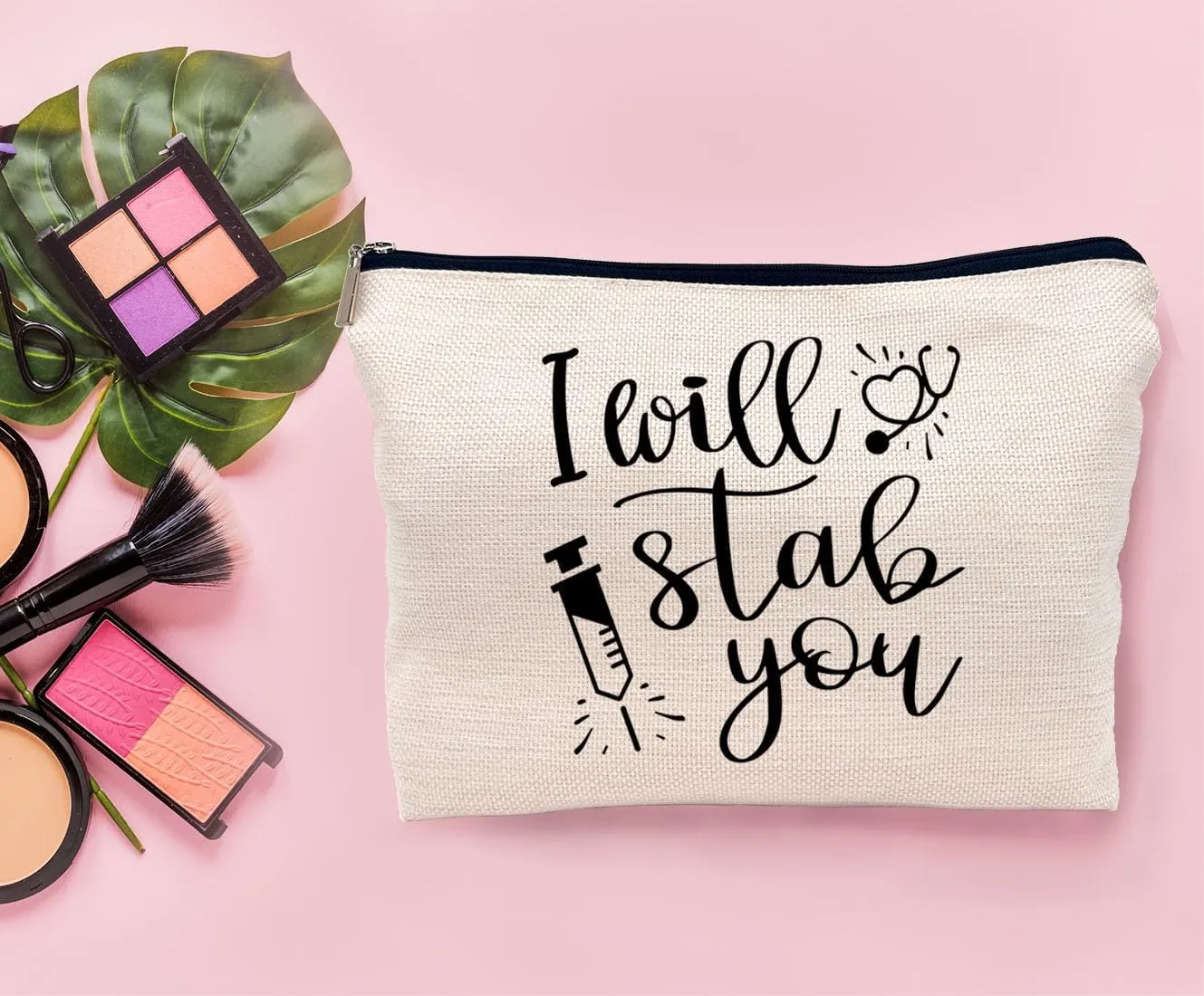 Nurse Makeup Bag - Black, Funny Nurse Gifts, Small Cosmetic Bag for Purse
