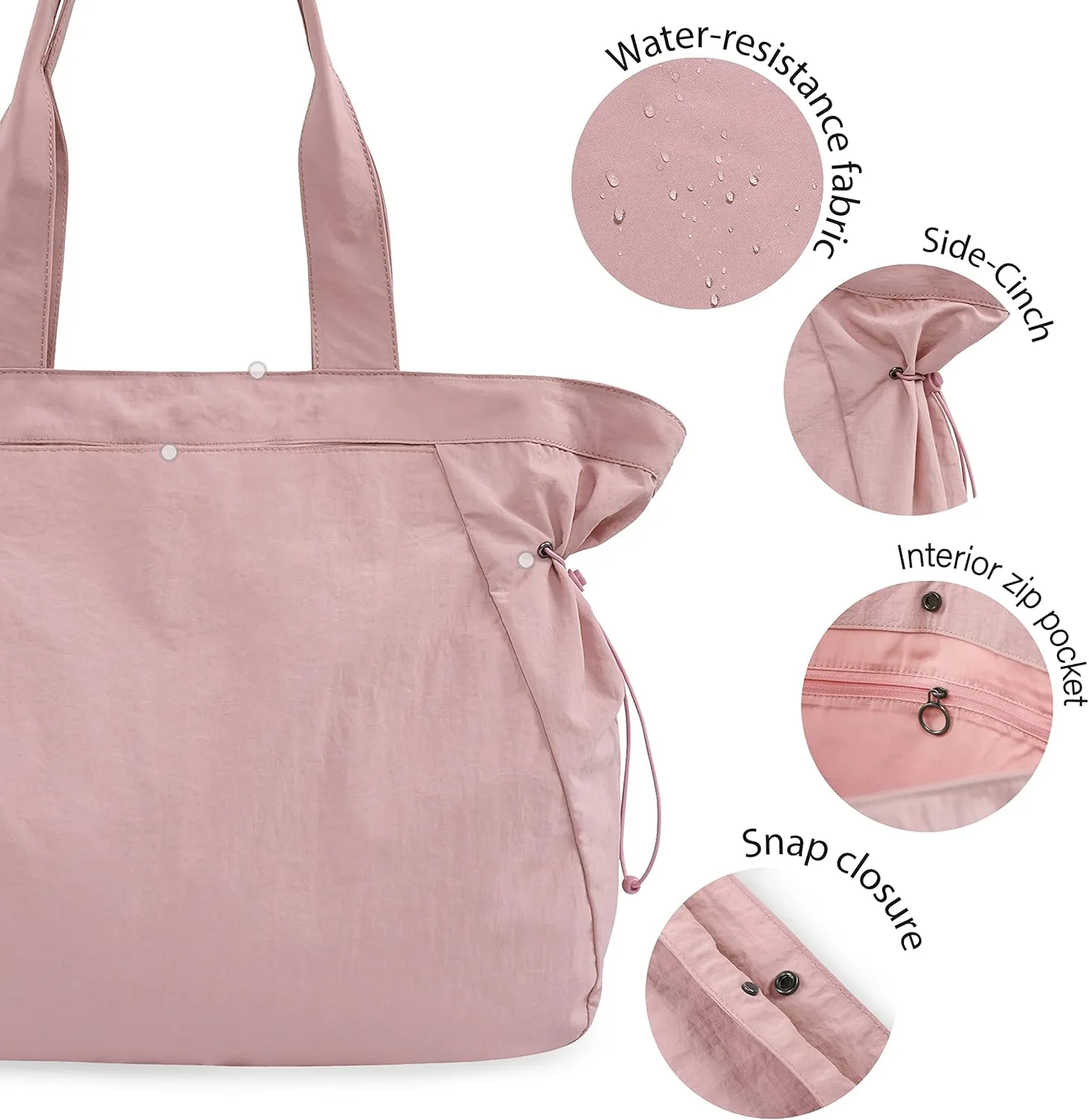 ODODOS 18L Side-Cinch Shopper Bags Lightweight Shoulder Bag Tote Handbag for Shopping Workout Beach Travel
