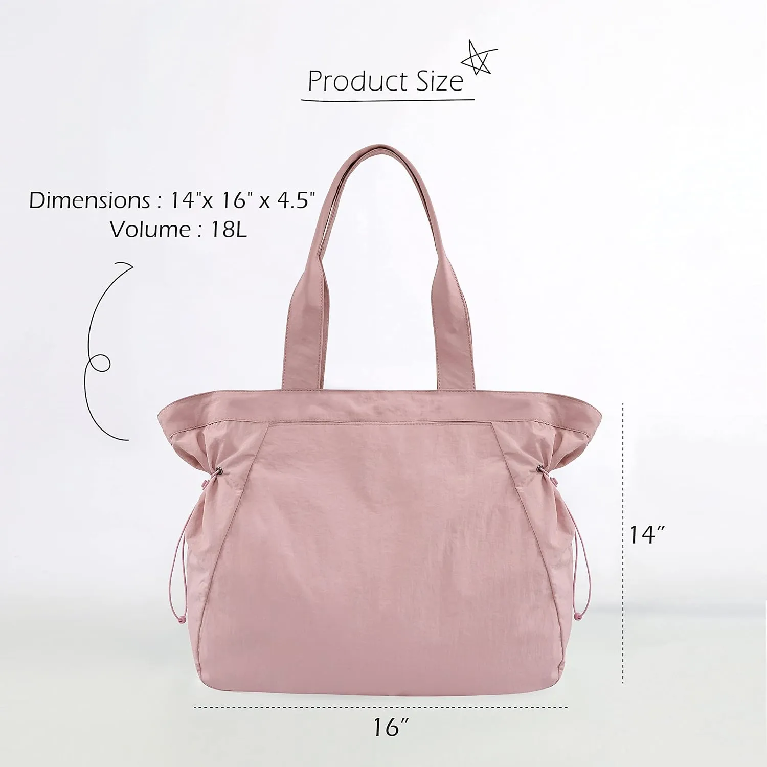 ODODOS 18L Side-Cinch Shopper Bags Lightweight Shoulder Bag Tote Handbag for Shopping Workout Beach Travel