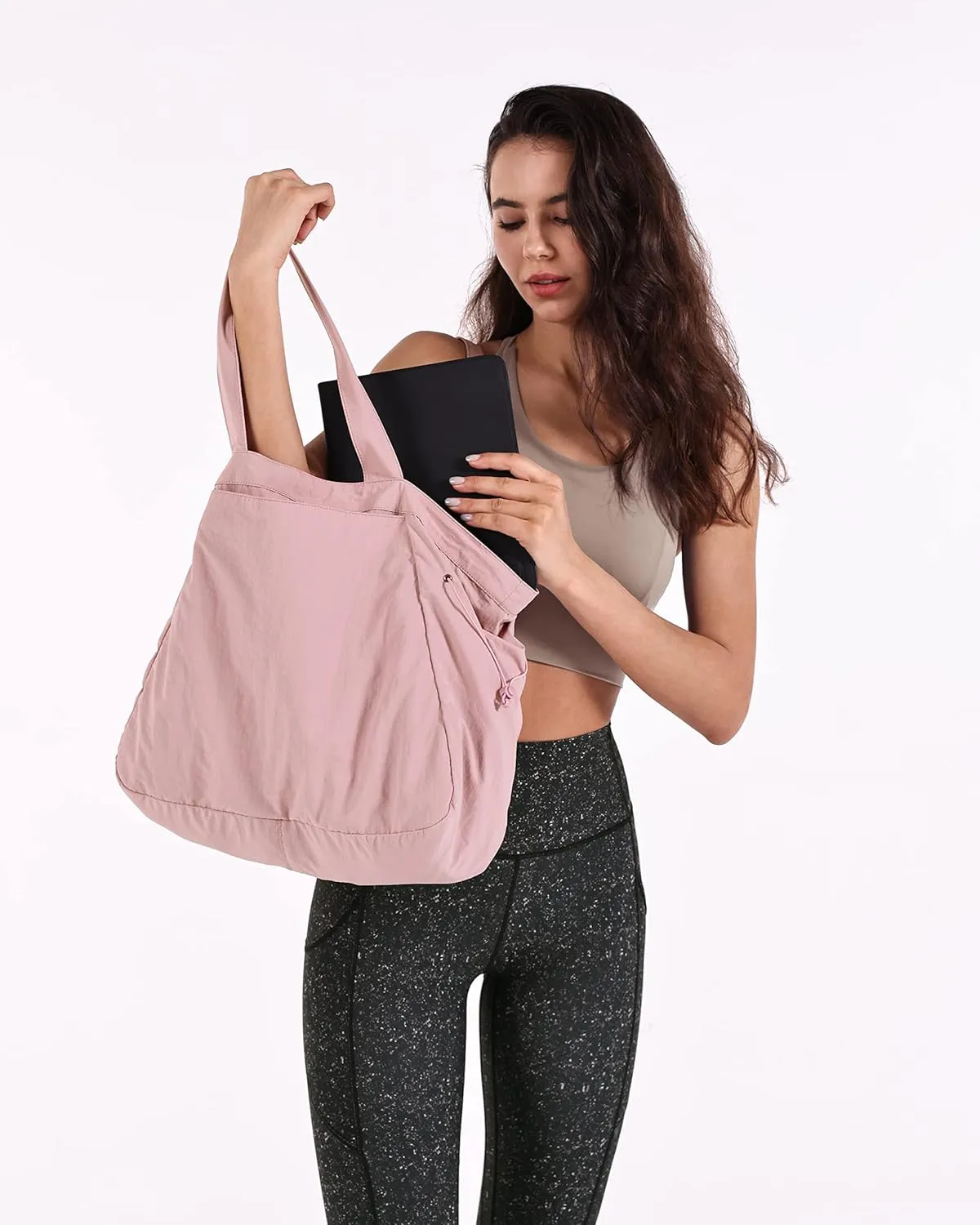 ODODOS 18L Side-Cinch Shopper Bags Lightweight Shoulder Bag Tote Handbag for Shopping Workout Beach Travel