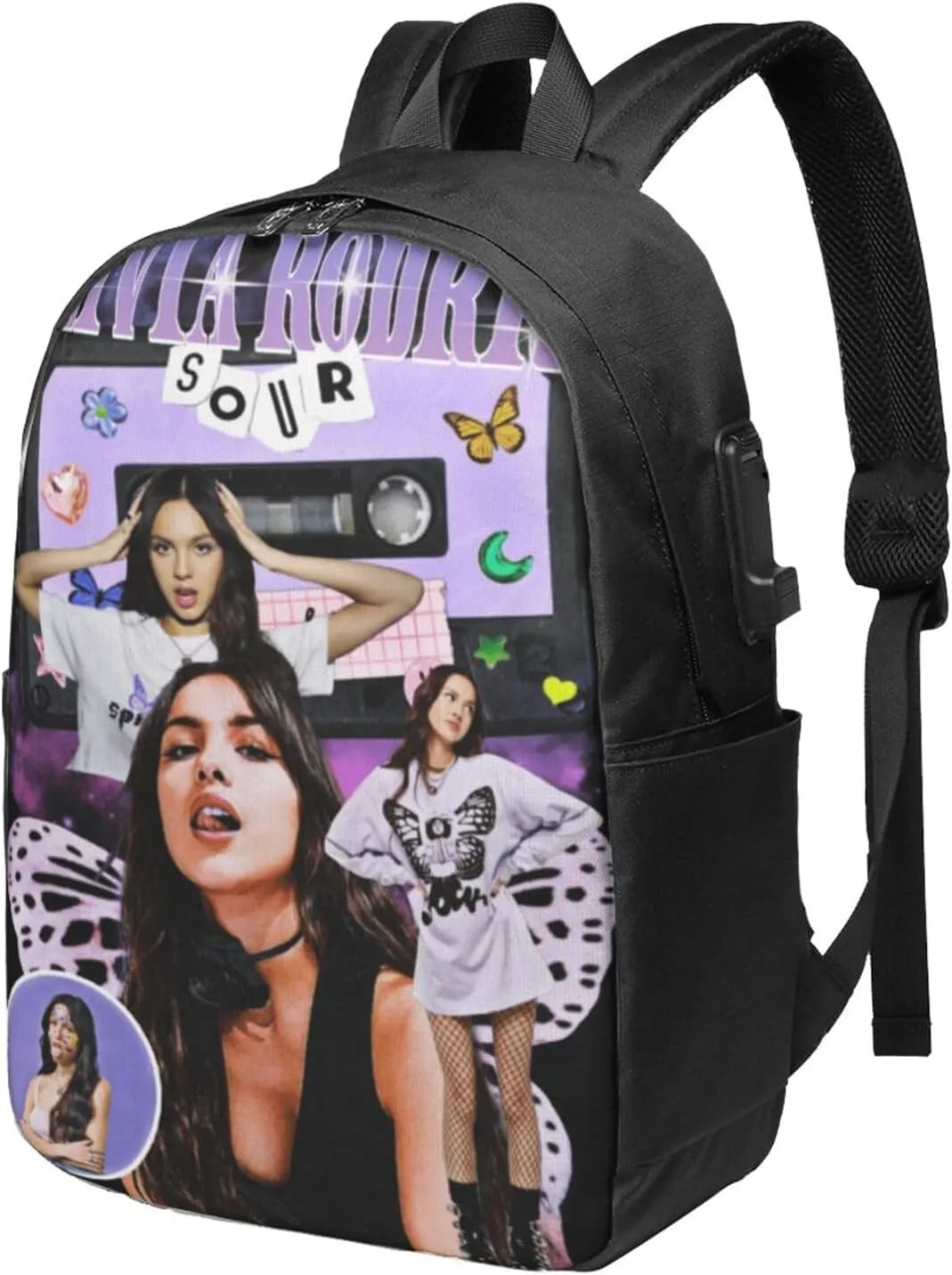 Olivia Songwriter Actress Rodrigo Laptop Backpack With Usb Charging Port Large Travel Bags Unisex Adult Gym Bags Daypack for Beach Stylish Business Backpack Notebook Bag for Men&Women