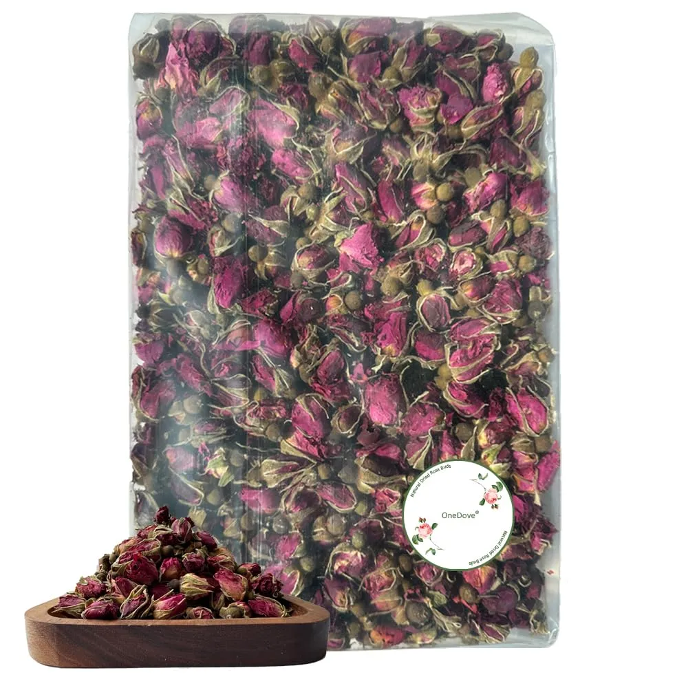 OneDove Dried Rose Petals and Rose Buds -1 Pound Food grade - Use in Tea, Baking, Making Water, essential oil, Wedding Confetti