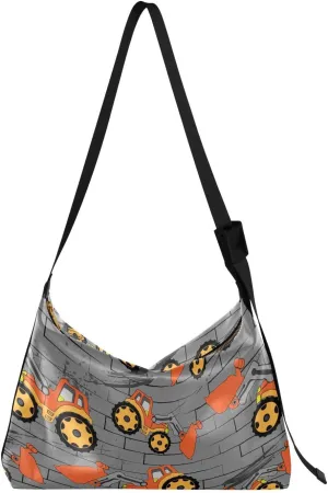 Orange Tractor Bucket Hobo Crossbody Bags for Women Leather Large Shoulder Bag Cross Body Black Contour Bricks Trendy Womens Tote Bags Handbag for Travel Shopping