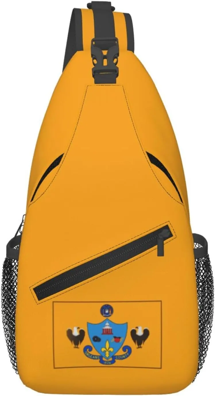 Orleans County Flag Crossbody Bags For Women Men Chest Backpack Gym Shoulder Bag Travel Outdoor Sports Casual Crossbody Bags