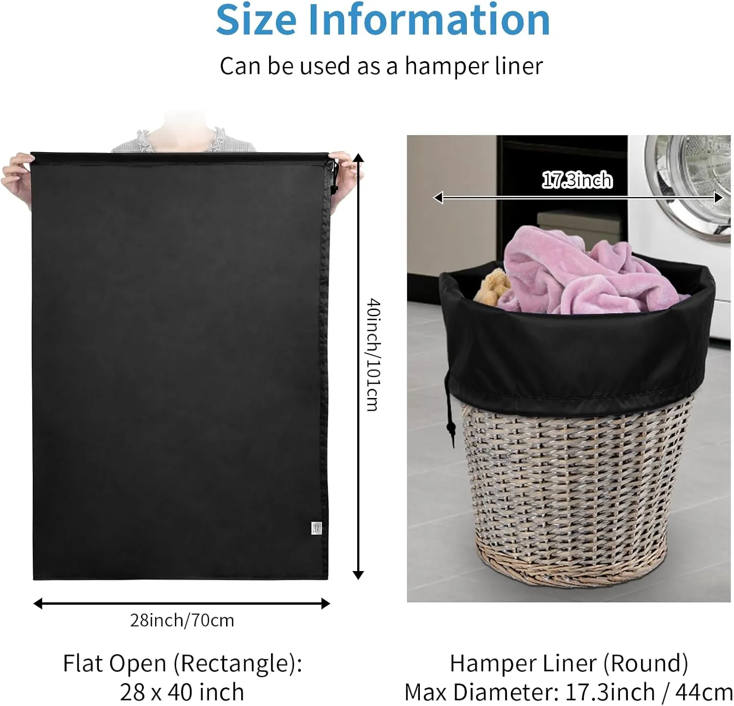 OTraki 2 Pack Large Laundry Bag 28 x 40 inch Heavy Duty Dirty Laundry Bags Dirty Clothes Bag Organizer Drawstring Laundry Hamper Bag Travel Laundry Bag for Camp, Home, College, Dorm Black