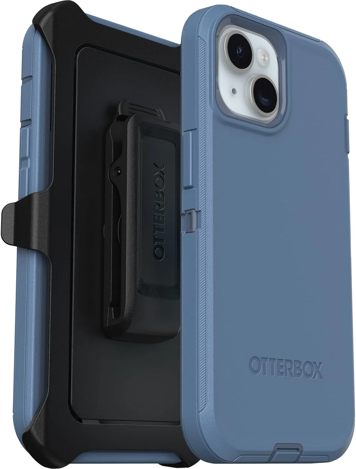 OtterBox IPhone 15 Defender Series Case - BABY BLUE JEANS (Blue), Screenless, Rugged & Durable, with Port Protection, Includes Holster Clip kickstand