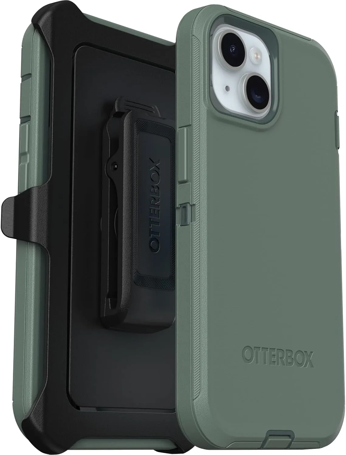 OtterBox iPhone 15, iPhone 14, and iPhone 13 Defender Series Case - FOREST RANGER (Green), Screenless, Rugged & Durable, with Port Protection, Includes Holster Clip Kickstand