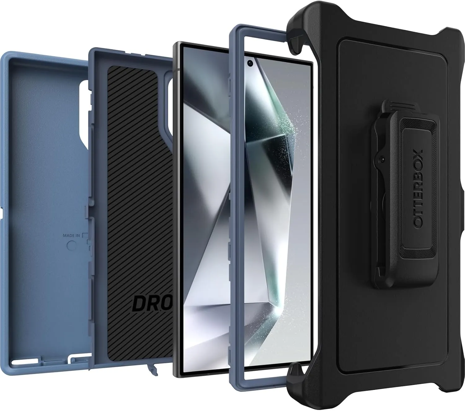 OtterBox Samsung Galaxy S24 Ultra Defender Series Case - Baby Blue Jeans, Rugged & Durable, with Port Protection, Includes Holster Clip Kickstand