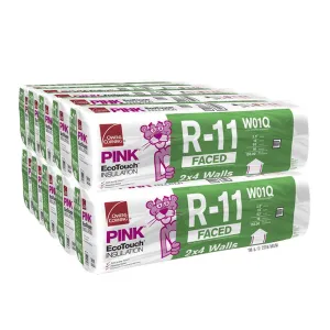 Owens Corning R-11 Faced 15 by 93 Fiberglass Batt Insulation Fits 2x4 Walls a Total of 10 Bags and Square Footage of 1550 FT