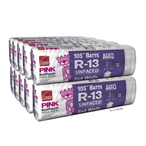 Owens Corning R-13 Unfaced 15 by 105 Fiberglass Batt Insulation Fits 2x4 Walls a Total of 10 Bags and Square Footage of 1203.1 FT
