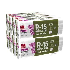 Owens Corning R-15 Faced 23 by 93 Fiberglass Batt Insulation Fits 2x4 Walls a Total of 8 Bags and Square Footage of 831.84 FT