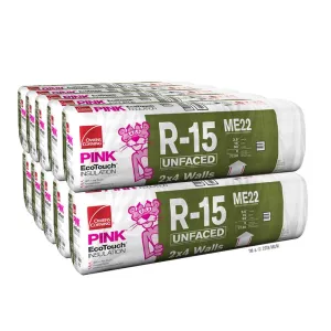 Owens Corning R-15 Fiberglass Batt Insulation Fits 2x4 Walls a Total of 8 Bags and Square Footage of 831.84 FT