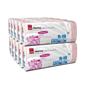 Owens Corning R-19 Faced 23 by 48 Fiberglass Batt Insulation Fits 2x6 Floor or Walls a Total of 10 Bags and Square Footage of 1280 FT