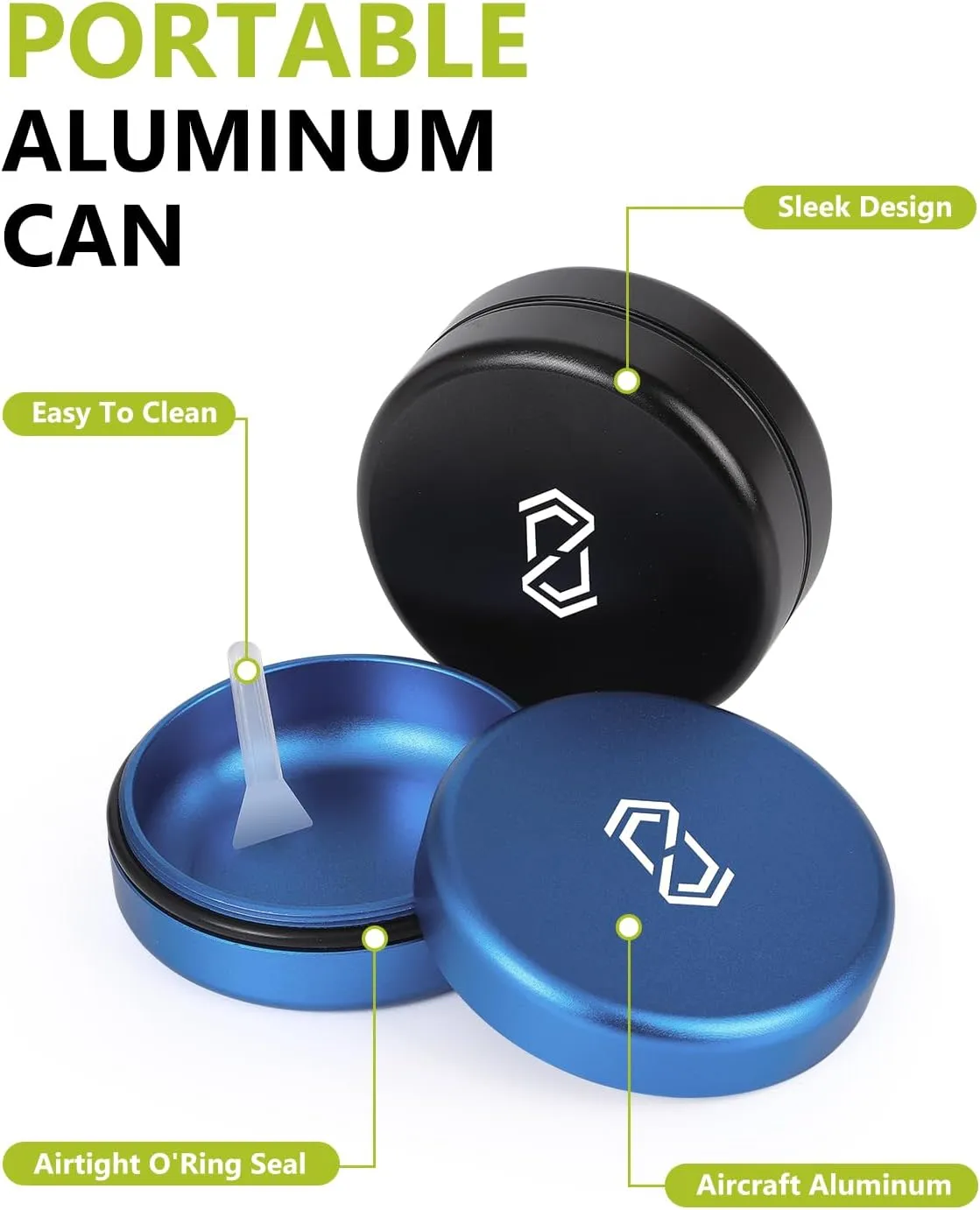 OZCHIN Metal Can for ZYN for Snus - 2 Cans - Portable Airtight Aluminum Odorless Container Odor Proof Screw-Top Lid Lock Smell Proof Multipurpose Storage Container for Spices, Coffee & Teas