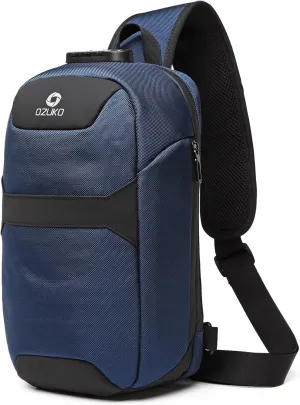 OZUKO Anti Theft crossbody Sling Bag for Men, Waterproof Chest Daypack with USB Charging Port & Adjustable Strap for Daily