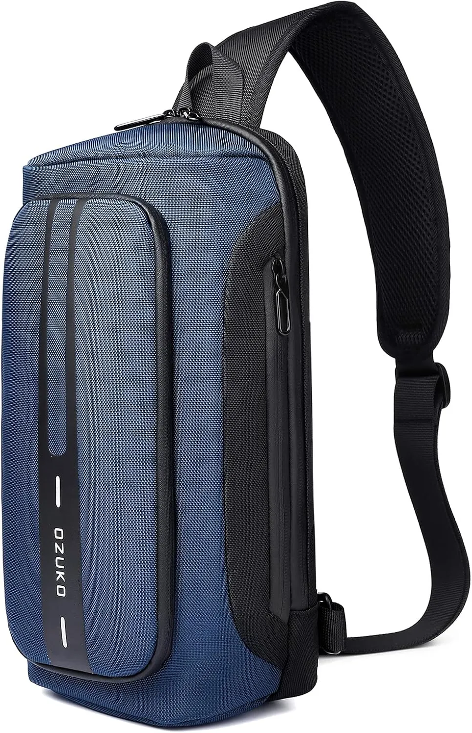 OZUKO Anti Theft Crossbody Sling Bag, Large Waterproof Shoulder Chest Bag Backpack with USB Charging Lightweight Casual Backpacks (Blue)