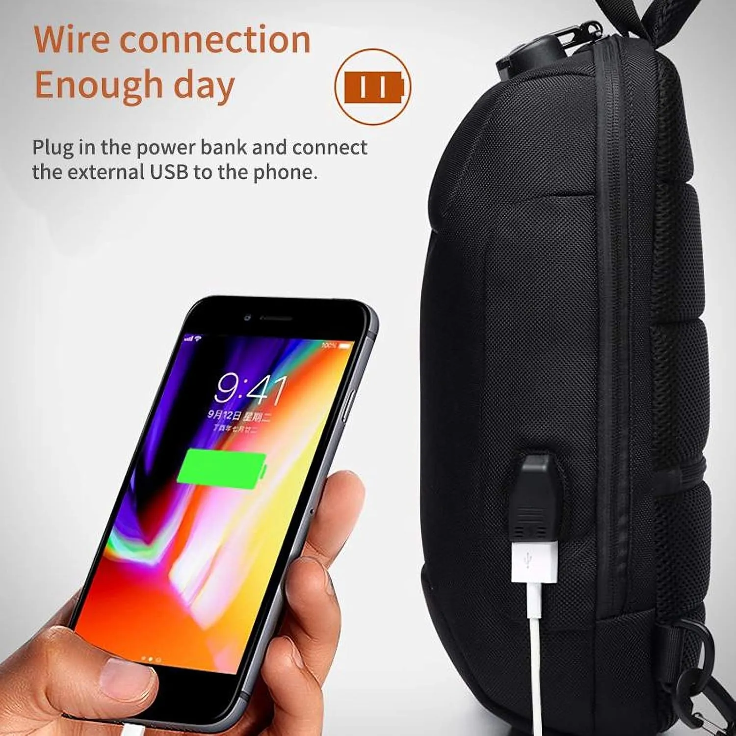 OZUKO Sling Backpack for Men - Anti-Theft Crossbody Bag, Waterproof with USB Charging Port(Blue)
