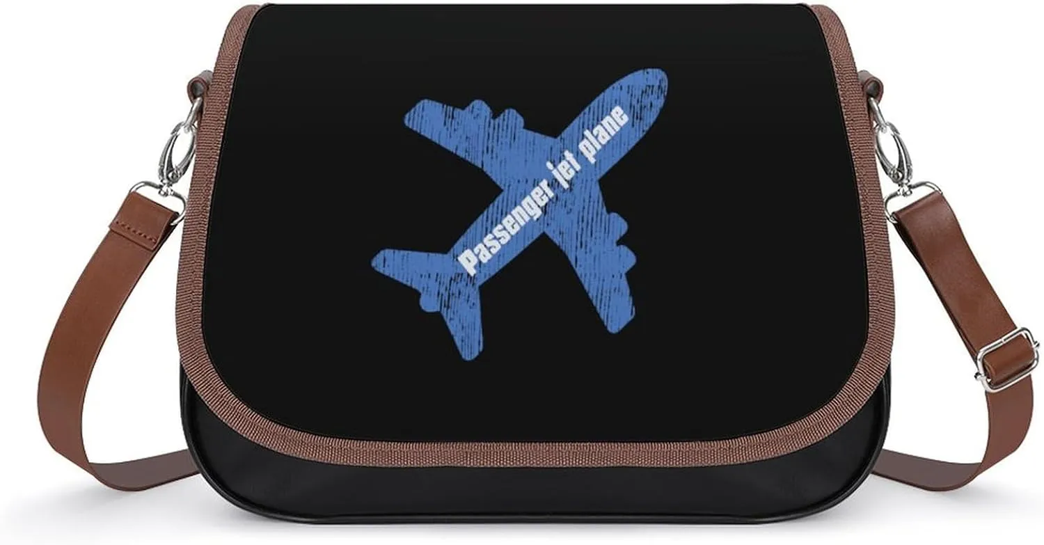 Passenger Jet Plane Trendy Crossbody Bags Purses for Women Casual Shoulder Handbags with Adjustable Wide Strap