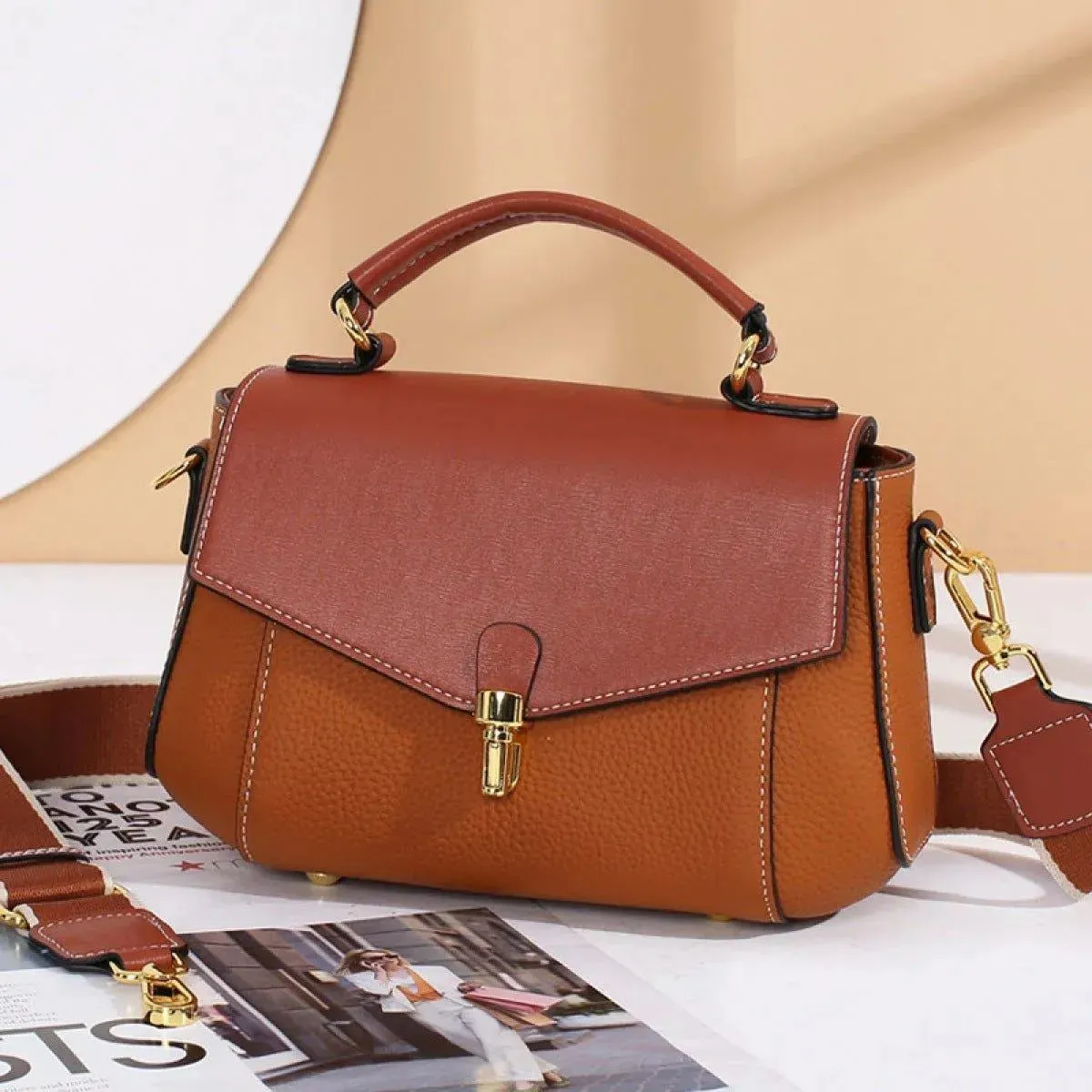 Patchwork Shoulder Bag Zipper Handbag