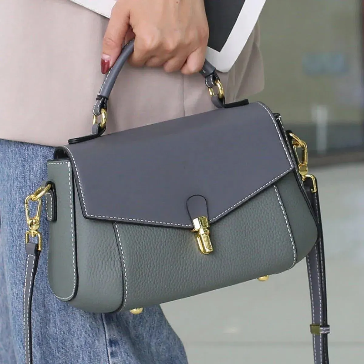 Patchwork Shoulder Bag Zipper Handbag