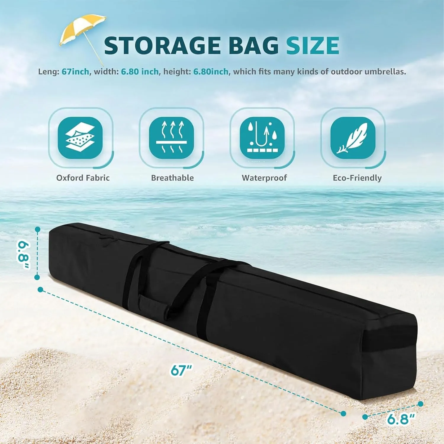 Patio Umbrella Storage Bag 67 Inch Waterproof Outdoor Beach Umbrella Storage and Carrying Bag Black Hammock and Steel Stand Storage Bag 420D