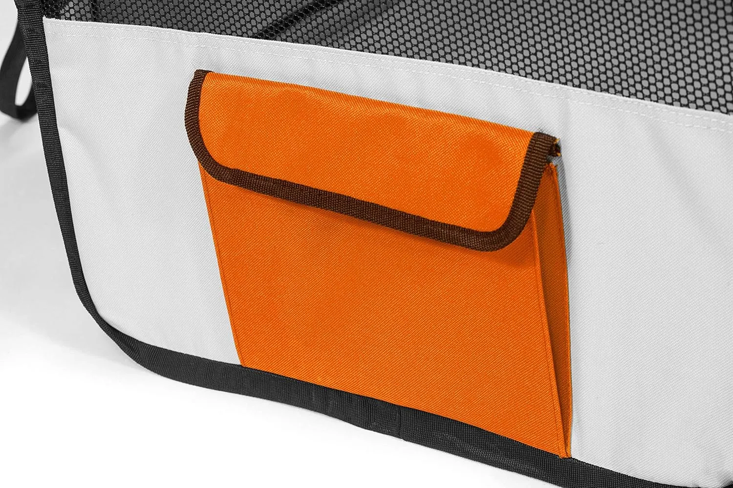 Pawer 45”×24” 8-Panel Foldable Pet Playpen, Orange Grey, Personalize Embroidery Extra Fabric Piece Available, for Cat/Dog/Puppy, 600D Oxford Cloth Portable Indoor & Outdoor Kennel with Carry Bag