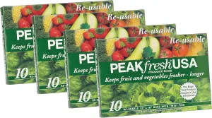 Peak Fresh Reusable Produce Bags, Set of 4, 40 Bags Total