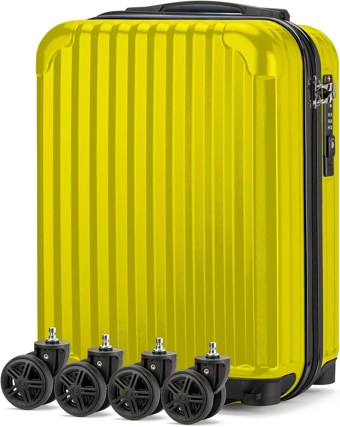 Personal Item Suitcase 18x14x8 Inches Hardside Built In TSA Lock & USB Port Lightweight Luggage With Removable Silent Wheels Underseat Carry-On Bag For Spirit and Frontier and More (Yellow)