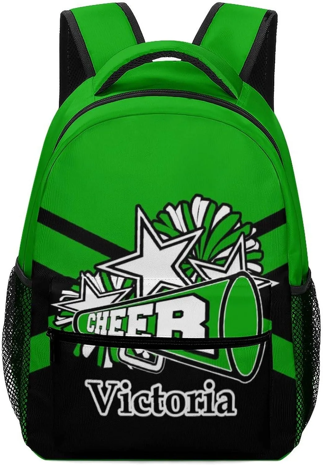 Personalized Cheer Bags Customized Cheerleader Shoulders Schoolbag with Name Casual Backpack for Birthday Travel Holiday (Green Black)
