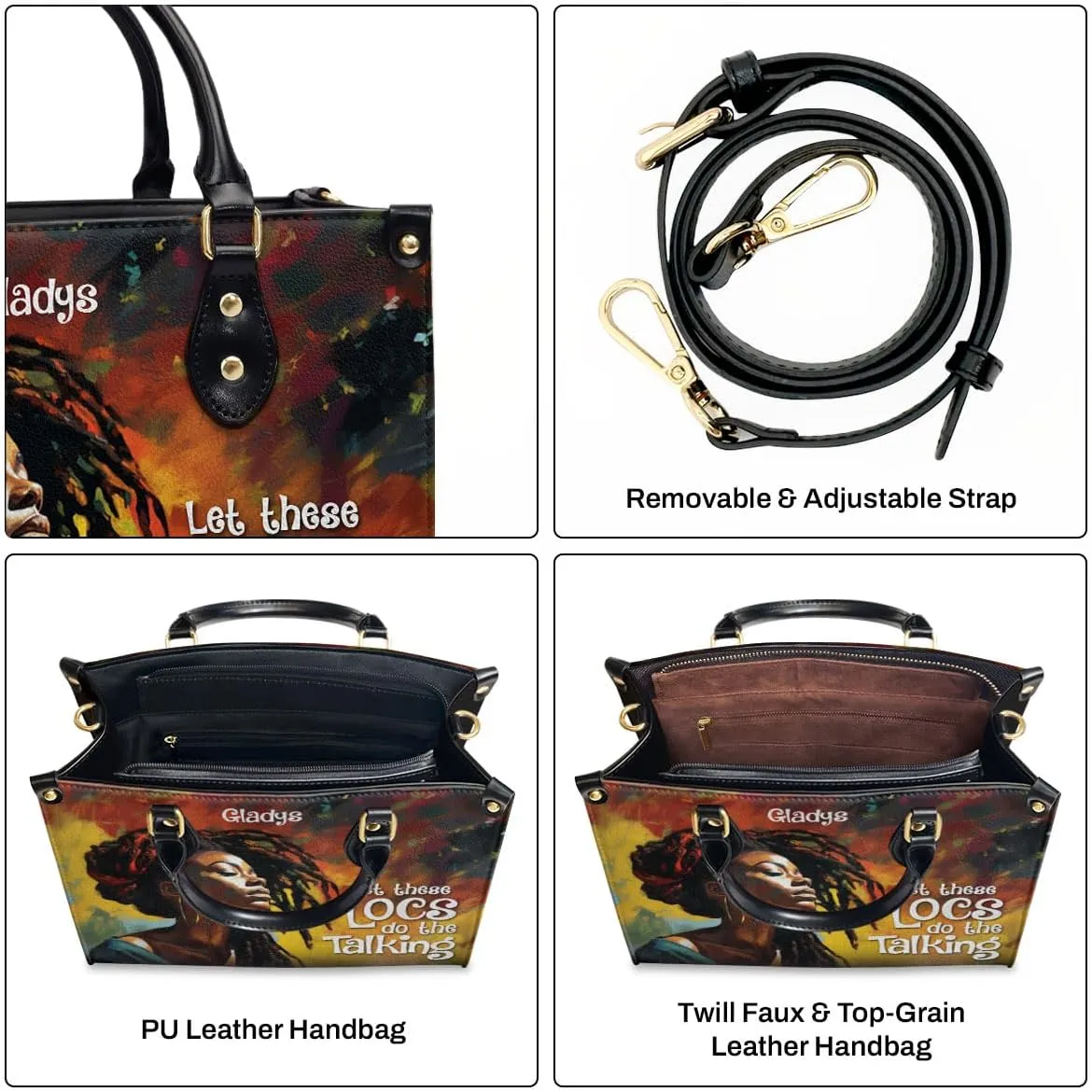 Personalized Leather Handbag For African American - Christmas Gifts For Women For Black Women
