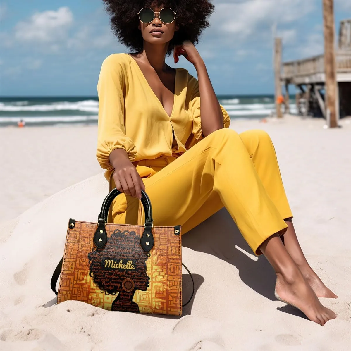 Personalized Leather Handbag For African American - Christmas Gifts For Women For Black Women