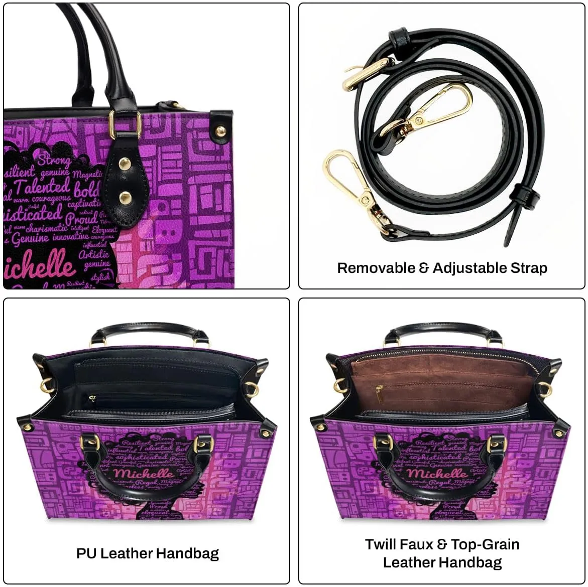Personalized Leather Handbag For African American - Christmas Gifts For Women For Black Women