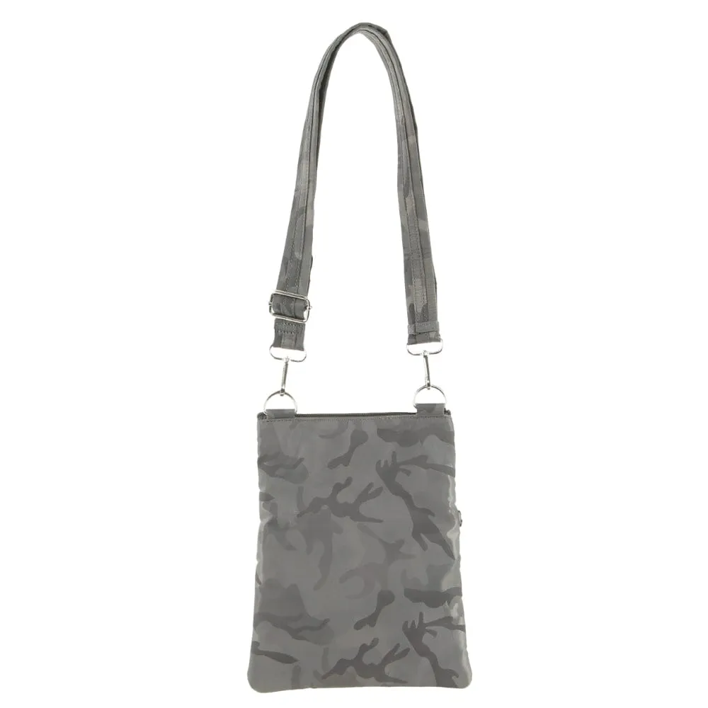 Pierre Cardin Nylon Anti-Theft Cross Body Bag in Grey-Camo
