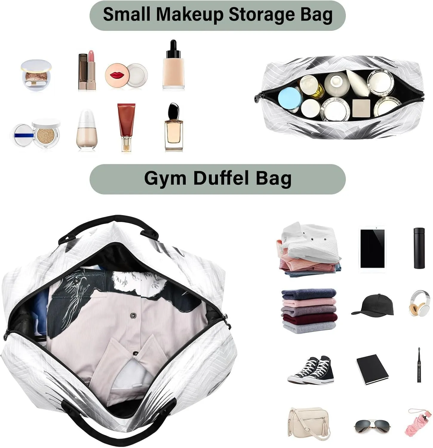 Pineapple Marble White Travel Duffle Bag Quilt Gym Bag Carry On Bag Weekender Bags Overnight Bag with Make Up Bag for Airplane Women Ladies Trip Travel Essentials Gifts