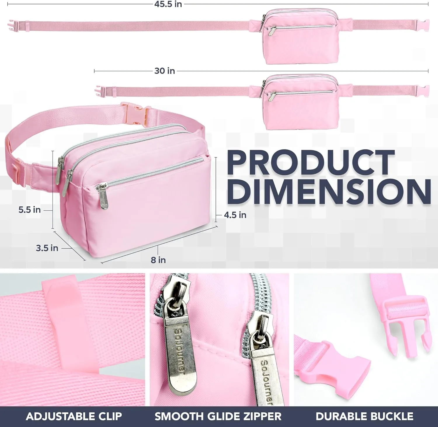 Pink Crossbody Belt Bag for Women – Stylish Fanny Pack, Functional and Fashion Waist Packs for Travel, Festivals, and Everyday Use