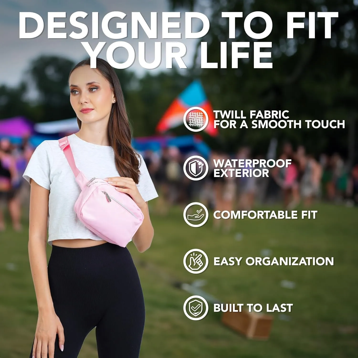 Pink Crossbody Belt Bag for Women – Stylish Fanny Pack, Functional and Fashion Waist Packs for Travel, Festivals, and Everyday Use