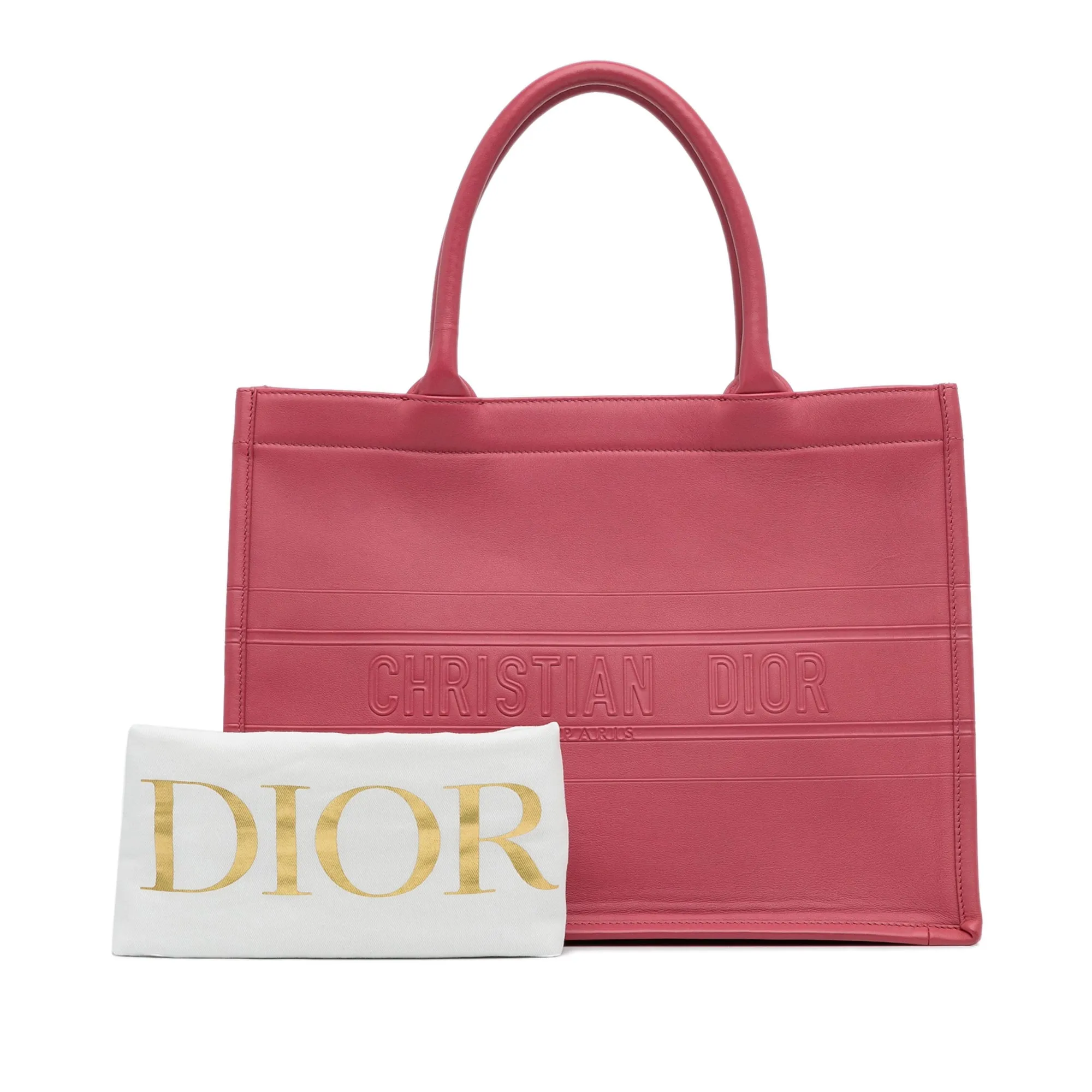 Pink Dior Medium Embossed Book Tote