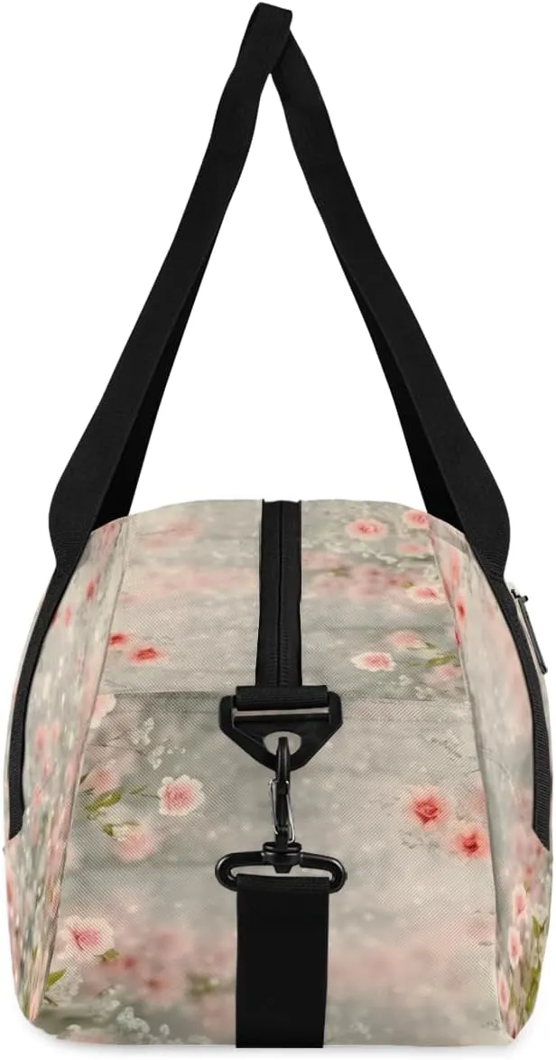 Pink Flower Floral Kids Duffle Bag Boys Girls Small Sport Dance Gym Bag for Overnight Travel Weekender Carry On