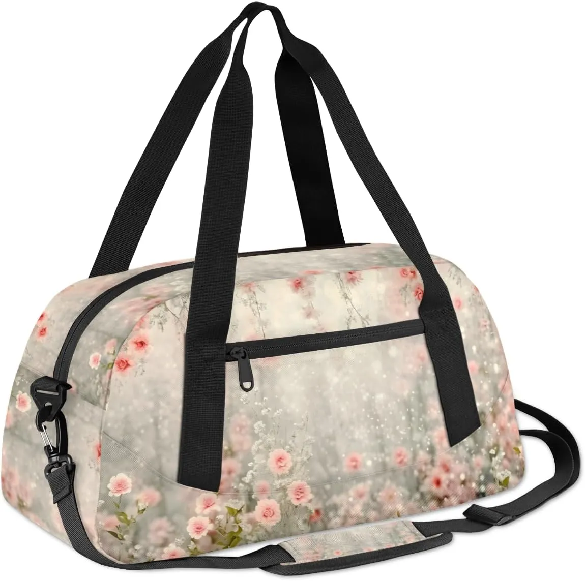 Pink Flower Floral Kids Duffle Bag Boys Girls Small Sport Dance Gym Bag for Overnight Travel Weekender Carry On