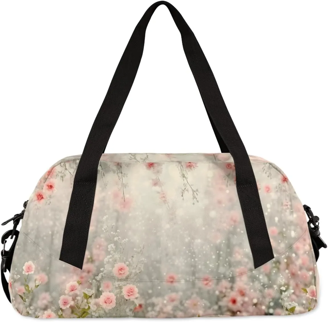 Pink Flower Floral Kids Duffle Bag Boys Girls Small Sport Dance Gym Bag for Overnight Travel Weekender Carry On