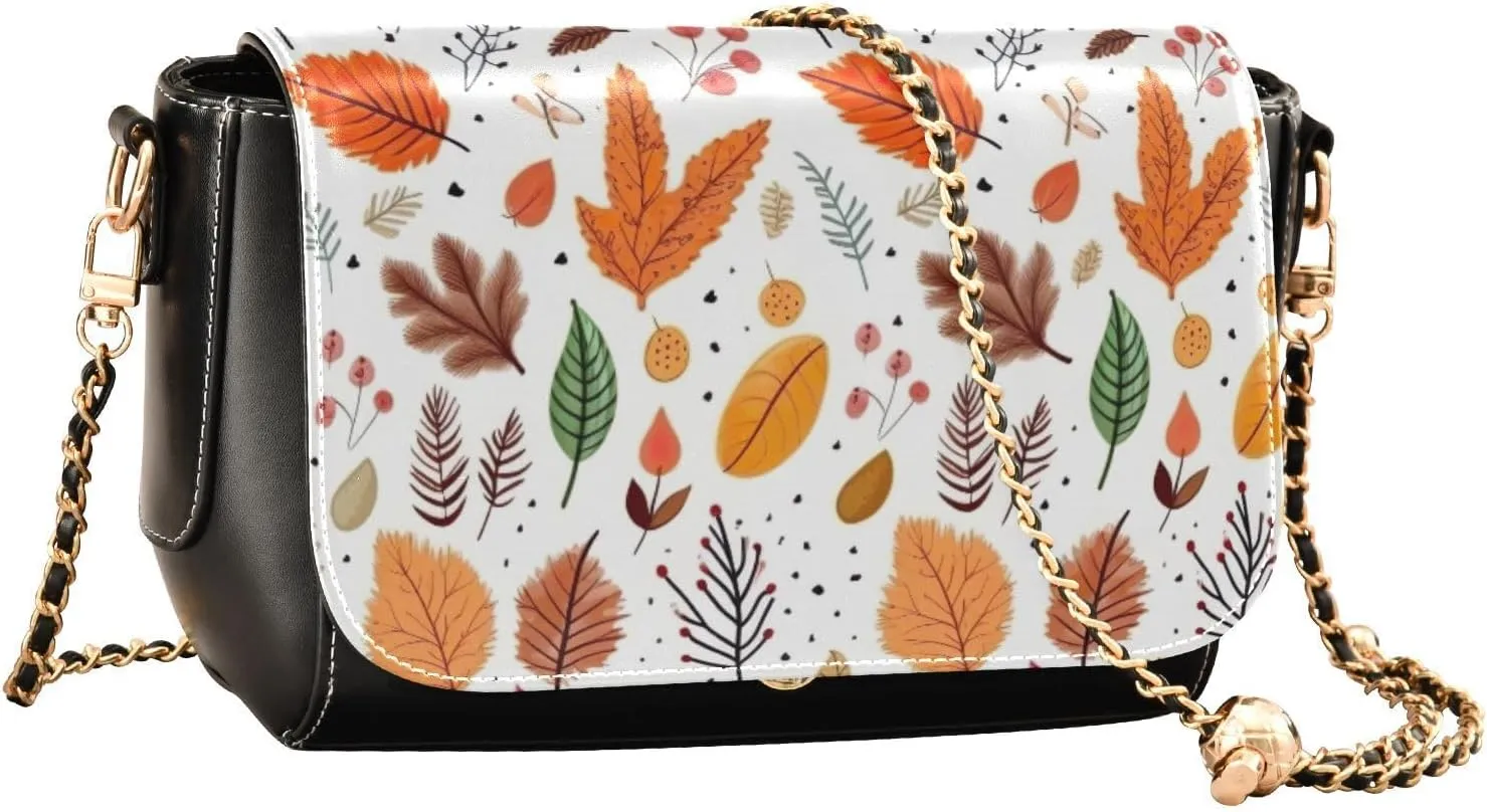 Pink Roses with Leaves Women's Shoulder Bag, Leather Crossbody Bags for Women